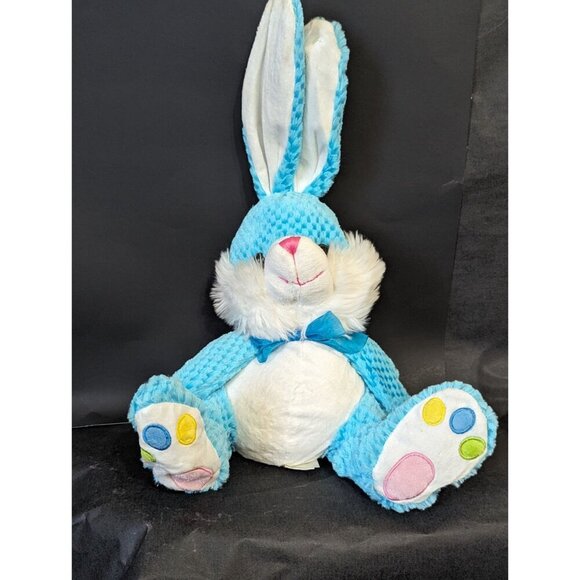 Blue Chrisha Playful Plush Bunny Toy With Long Ears & Bowtie - 16 Inches texture - Picture 1 of 6